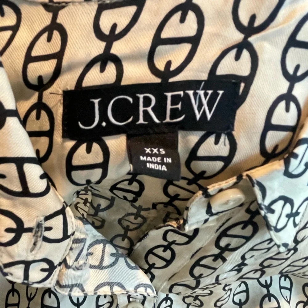 J Crew Cream button down shirt with Black Pattern - Size XXS